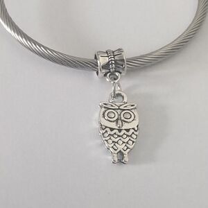 Silver Owl Dangle Charm for Pandora Style Bracelet‎